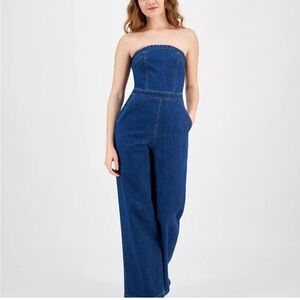 Tinseltown Dark Blue Flare Jumpsuit